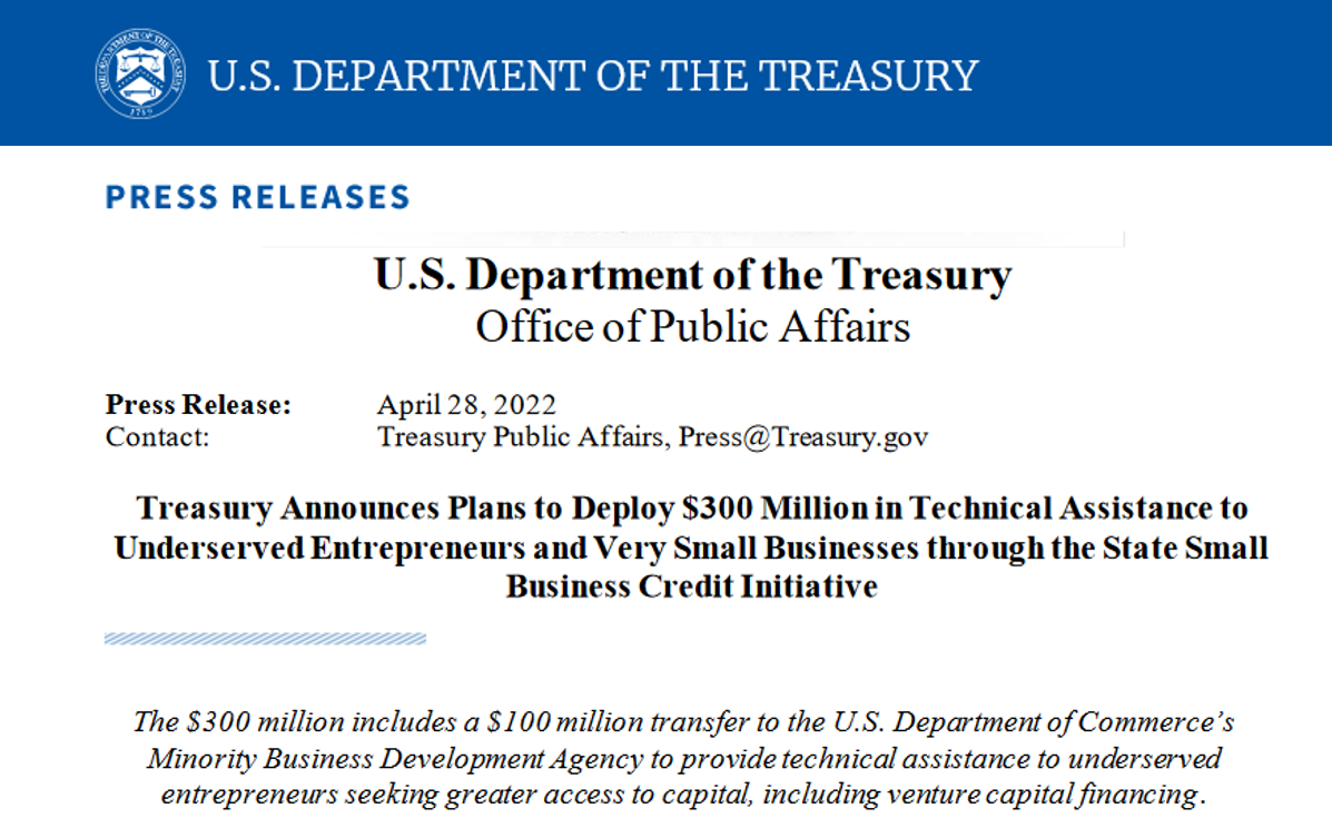 [Press Release] SSBCI Technical Assistance – Ssbci-clearinghouse